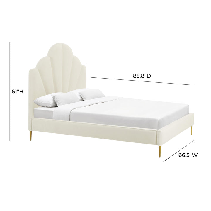 Bianca Cream Velvet Bed in Queen