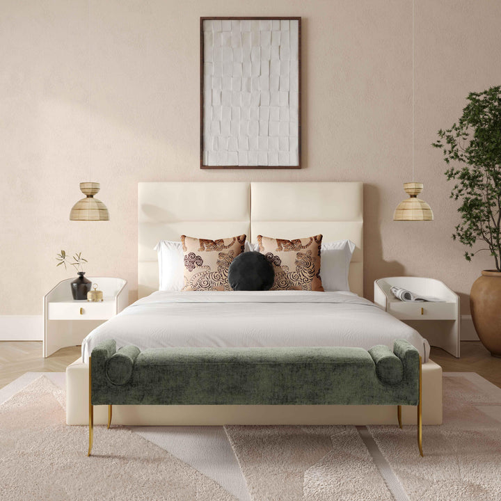 Eliana Cream Velvet Queen Bed