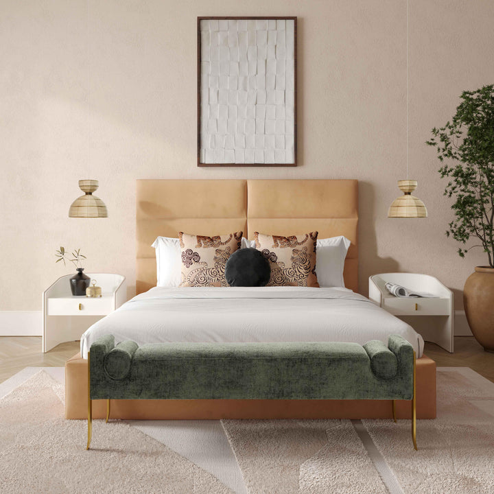 Eliana Honey Velvet Queen Bed