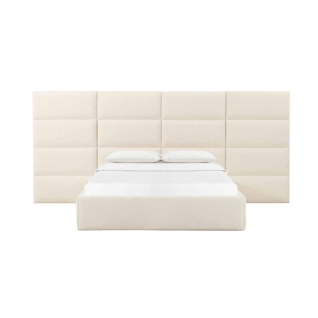 Eliana Cream Boucle King Bed with Wings