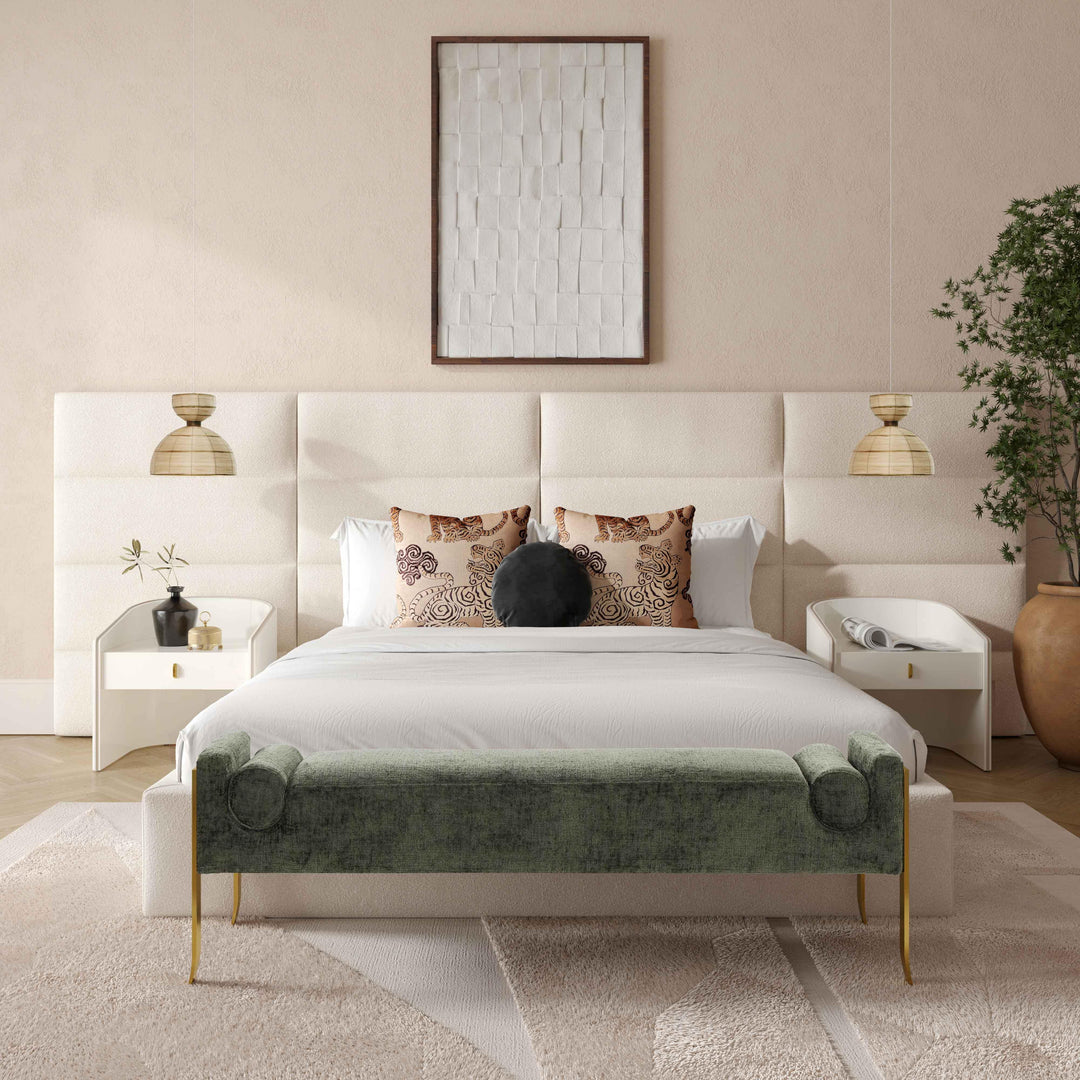 Eliana Cream Boucle Queen Bed with Wings