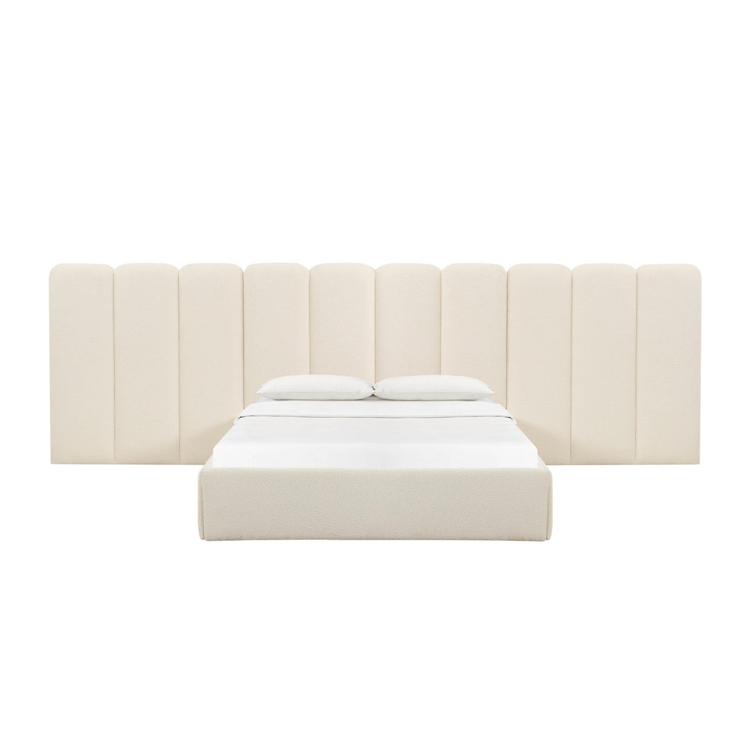 Palani Cream Boucle King Bed with Wings