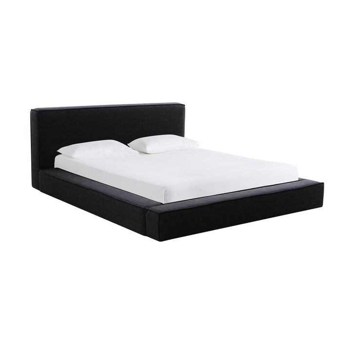 Olafur Black Linen Queen Bed