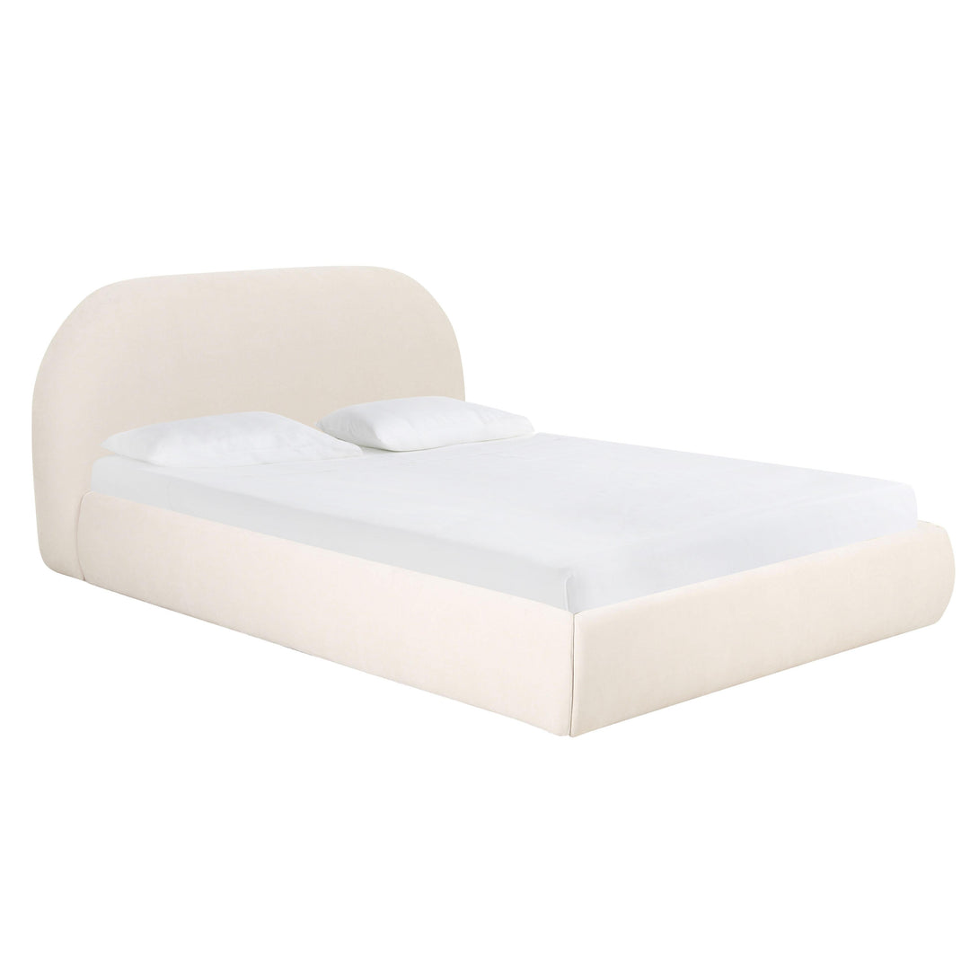 Bara Cream Textured Velvet Queen Bed