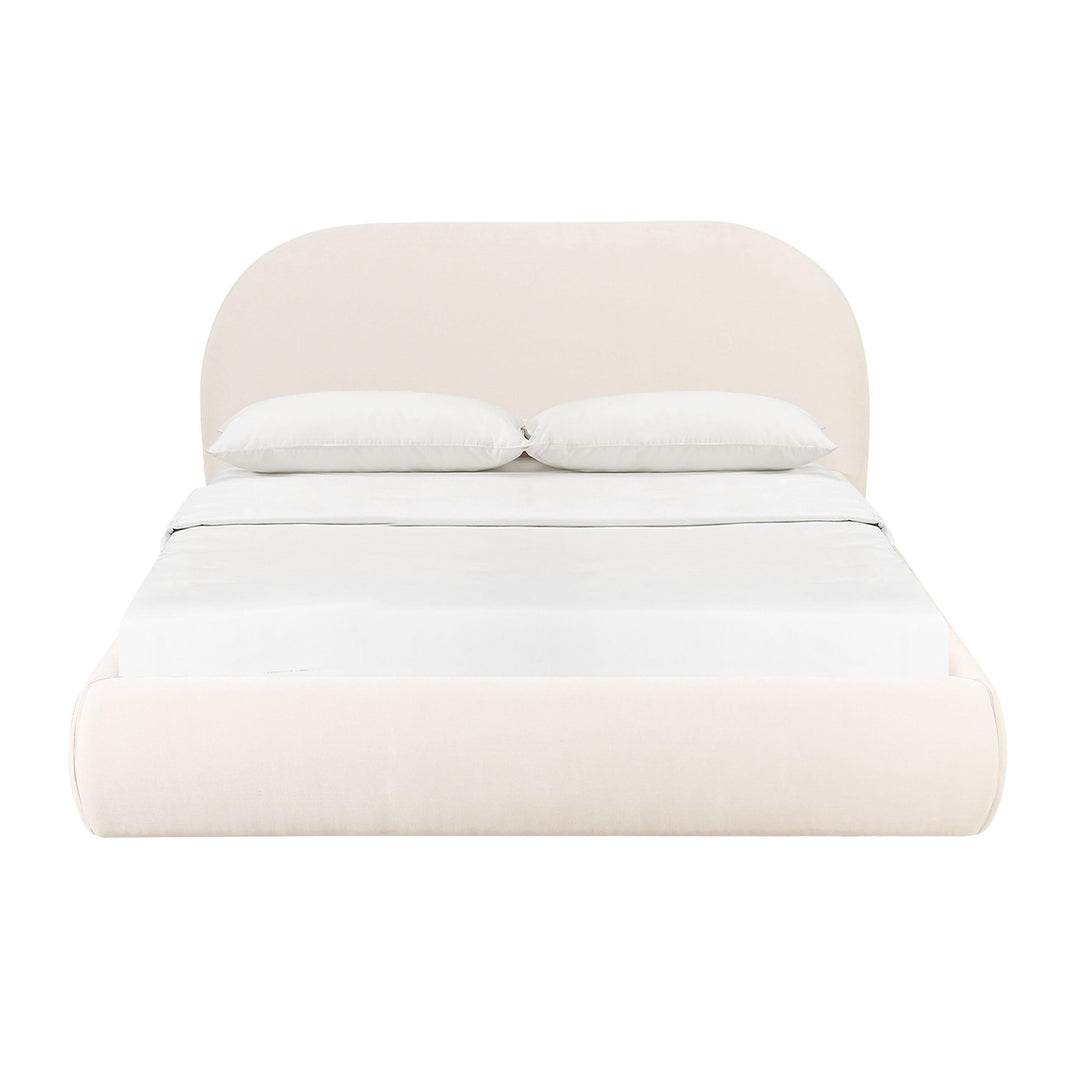 Bara Cream Textured Velvet Queen Bed