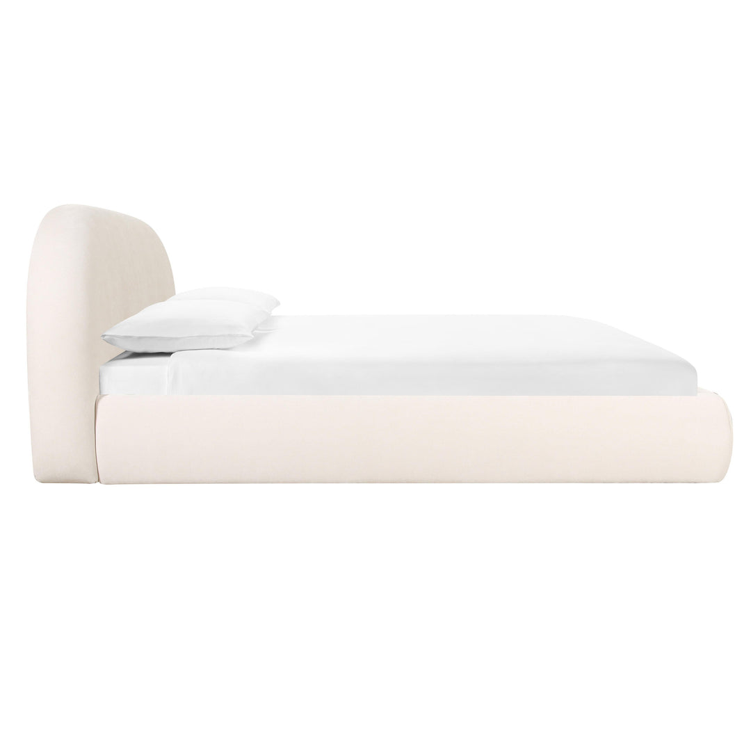 Bara Cream Textured Velvet Queen Bed