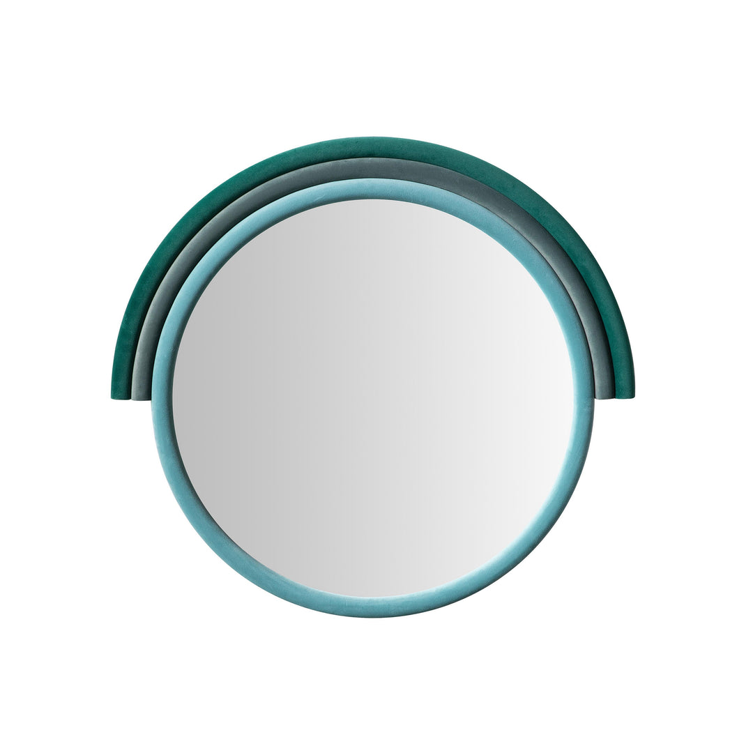 Lally Aqua Velvet Round Wall Mirror