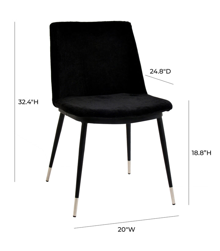 Evora Black Velvet Chair - Silver Legs - Set of 2