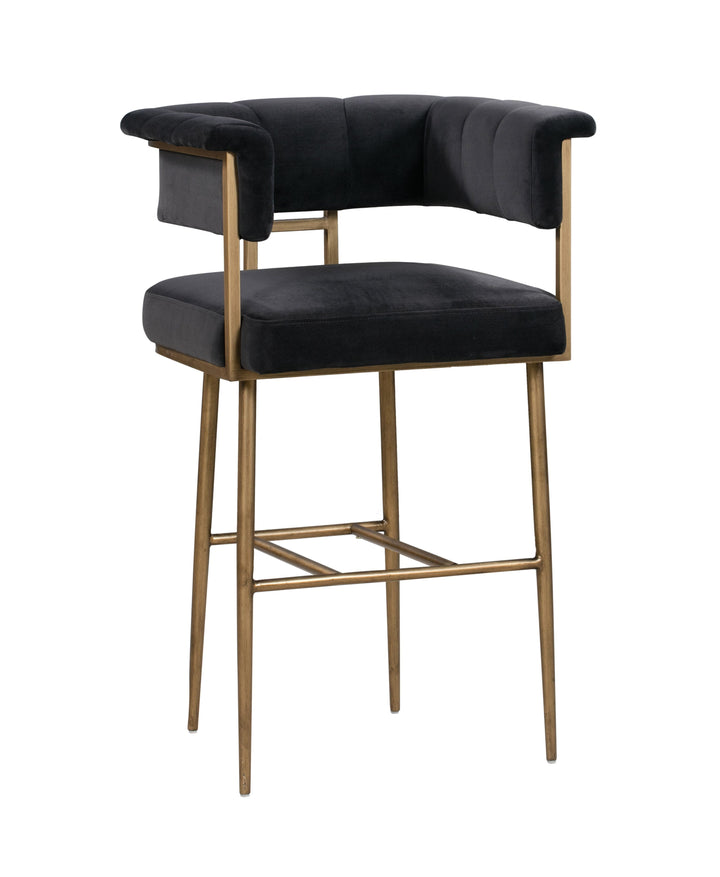 Astrid Grey Velvet Bar Stool