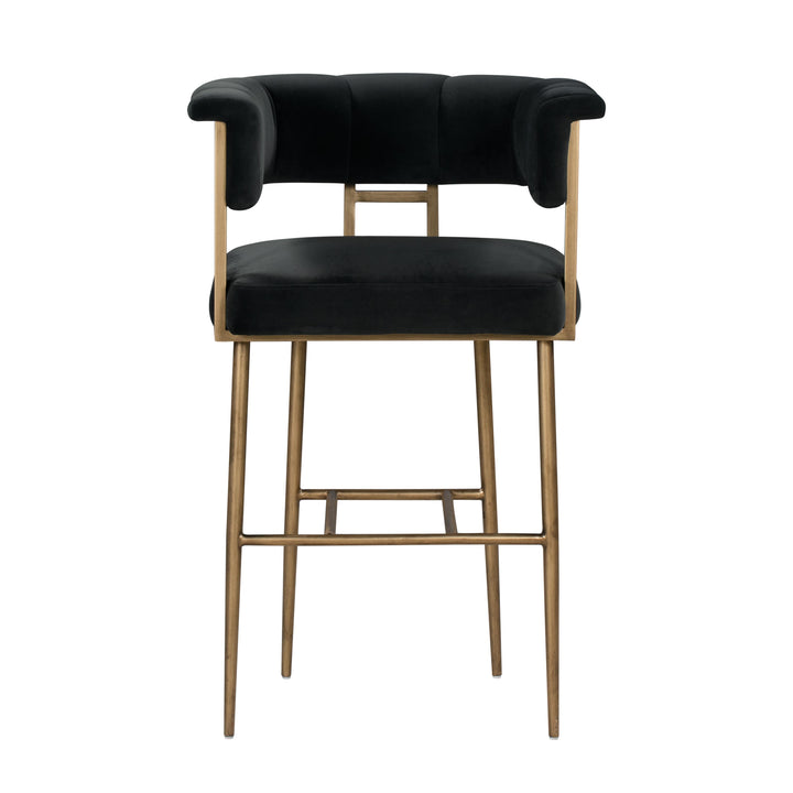 Astrid Grey Velvet Bar Stool