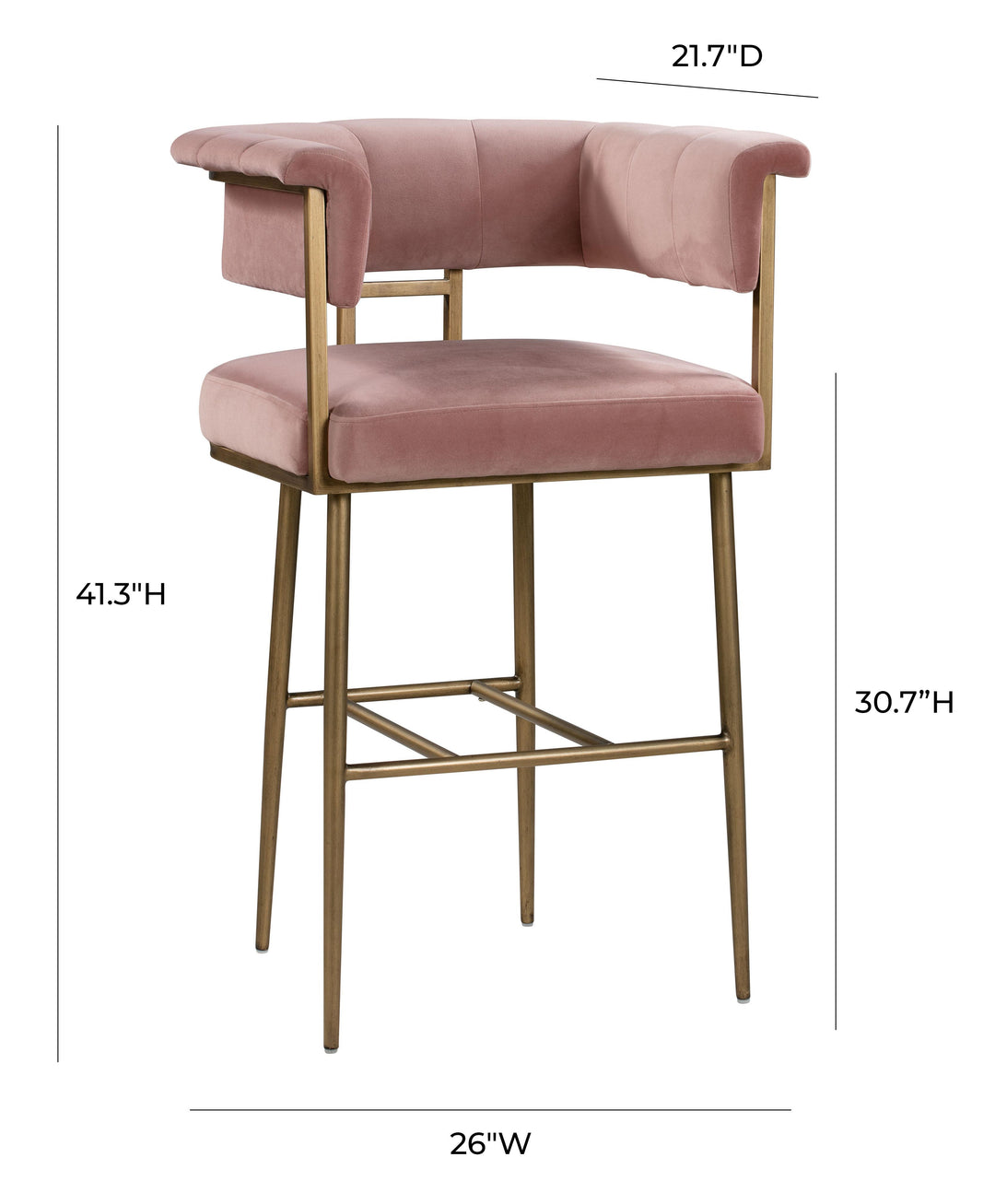 Astrid Blush Velvet Bar Stool