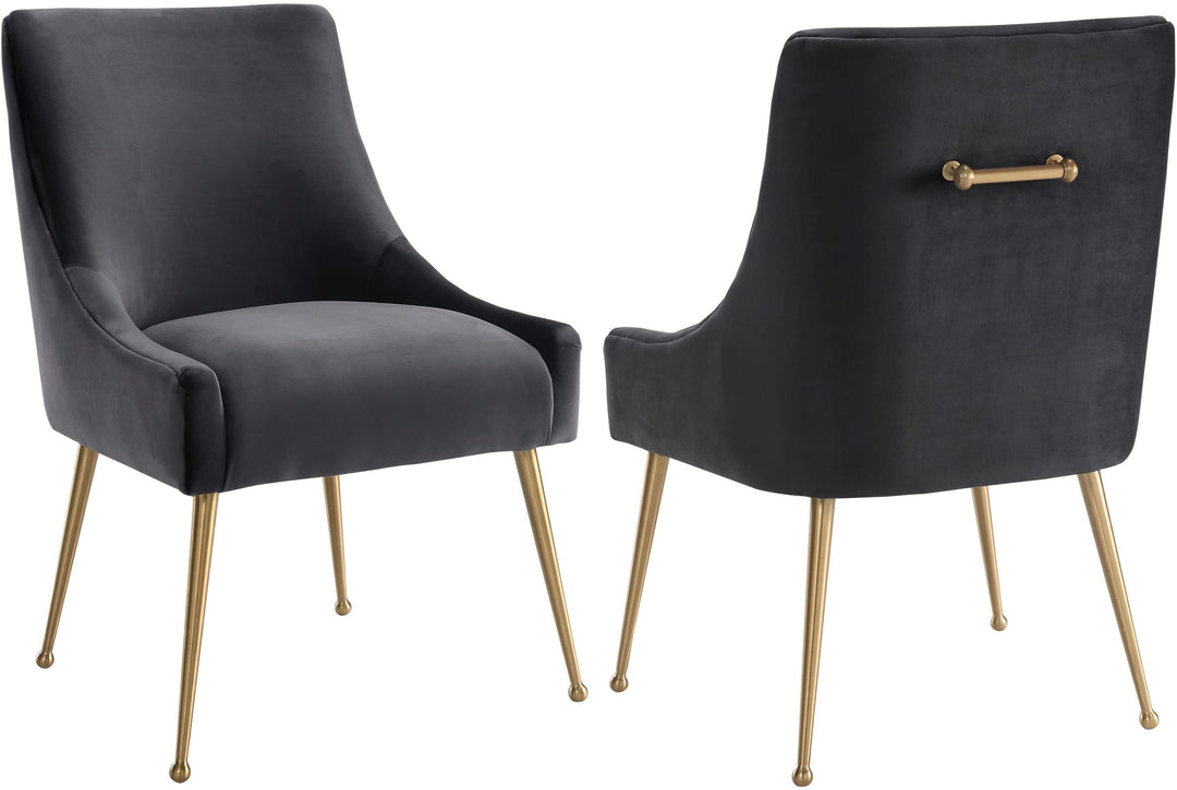 Beatrix Grey Velvet Side Chair