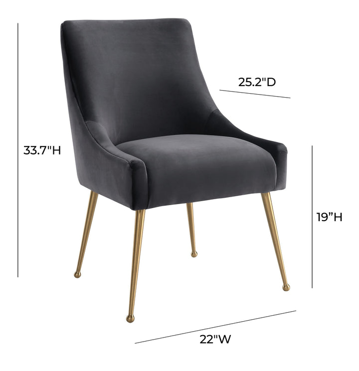 Beatrix Grey Velvet Side Chair