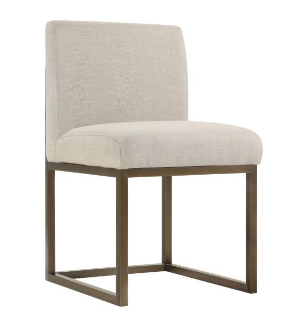 Haute Beige Linen Chair in Brass