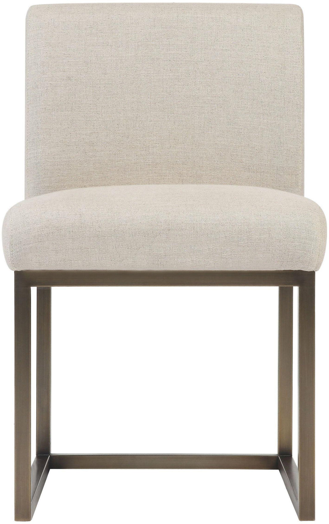 Haute Beige Linen Chair in Brass