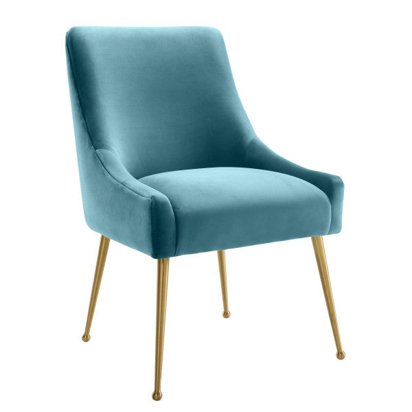 Beatrix Sea Blue Velvet Side Chair