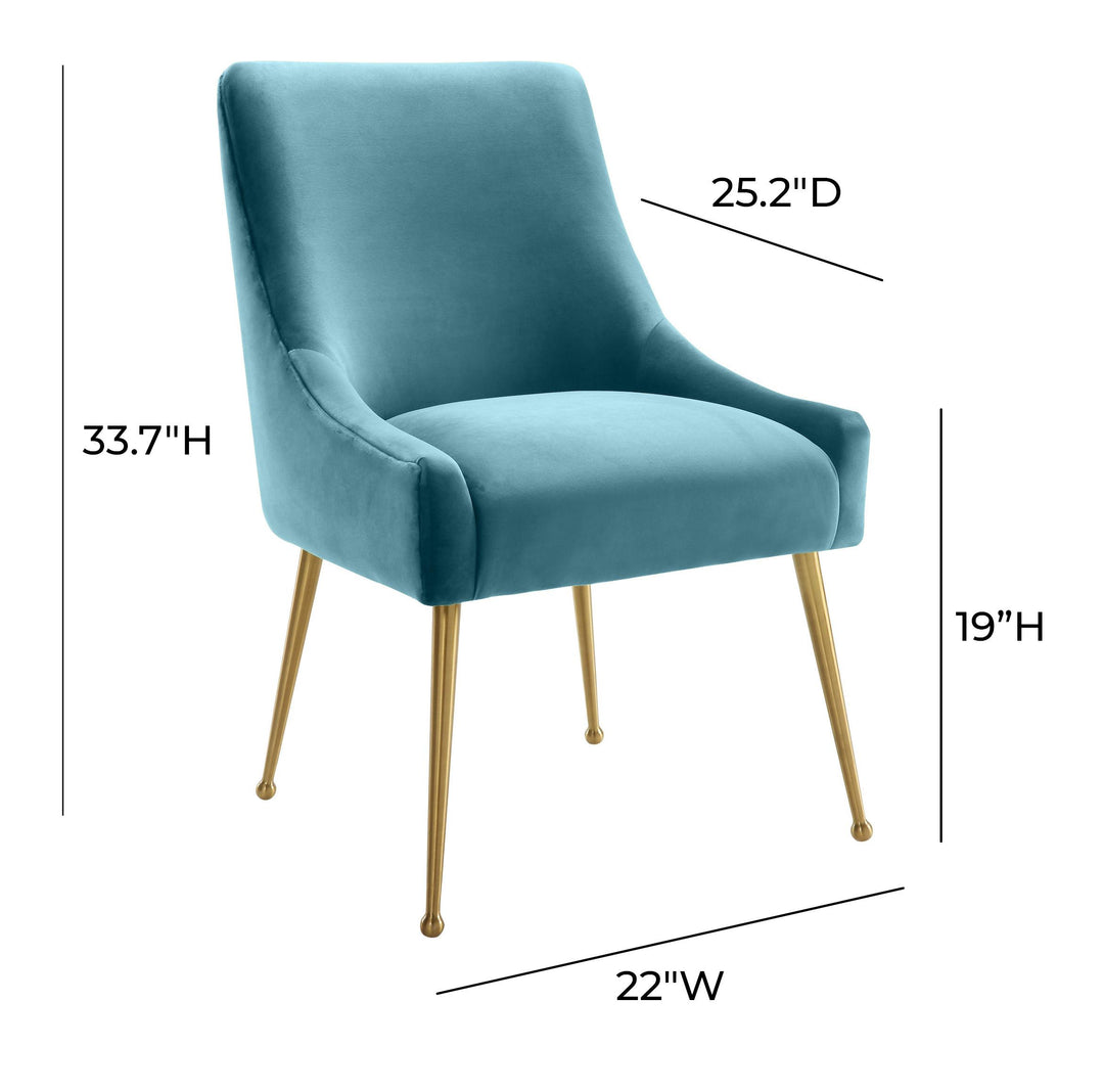 Beatrix Sea Blue Velvet Side Chair