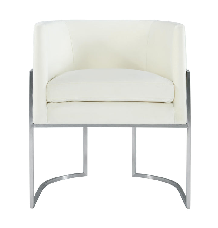 Giselle Cream Velvet Dining Chair - Silver Frame