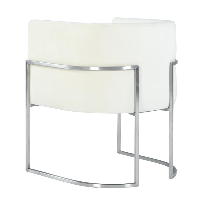 Giselle Cream Velvet Dining Chair - Silver Frame