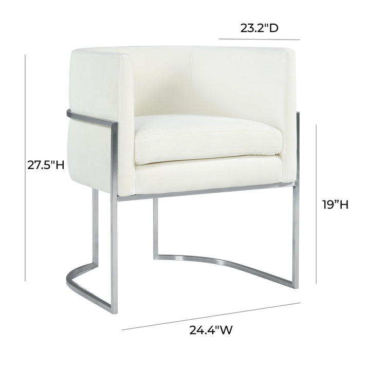 Giselle Cream Velvet Dining Chair - Silver Frame