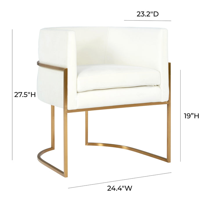 Giselle Cream Velvet Dining Chair - Gold Frame