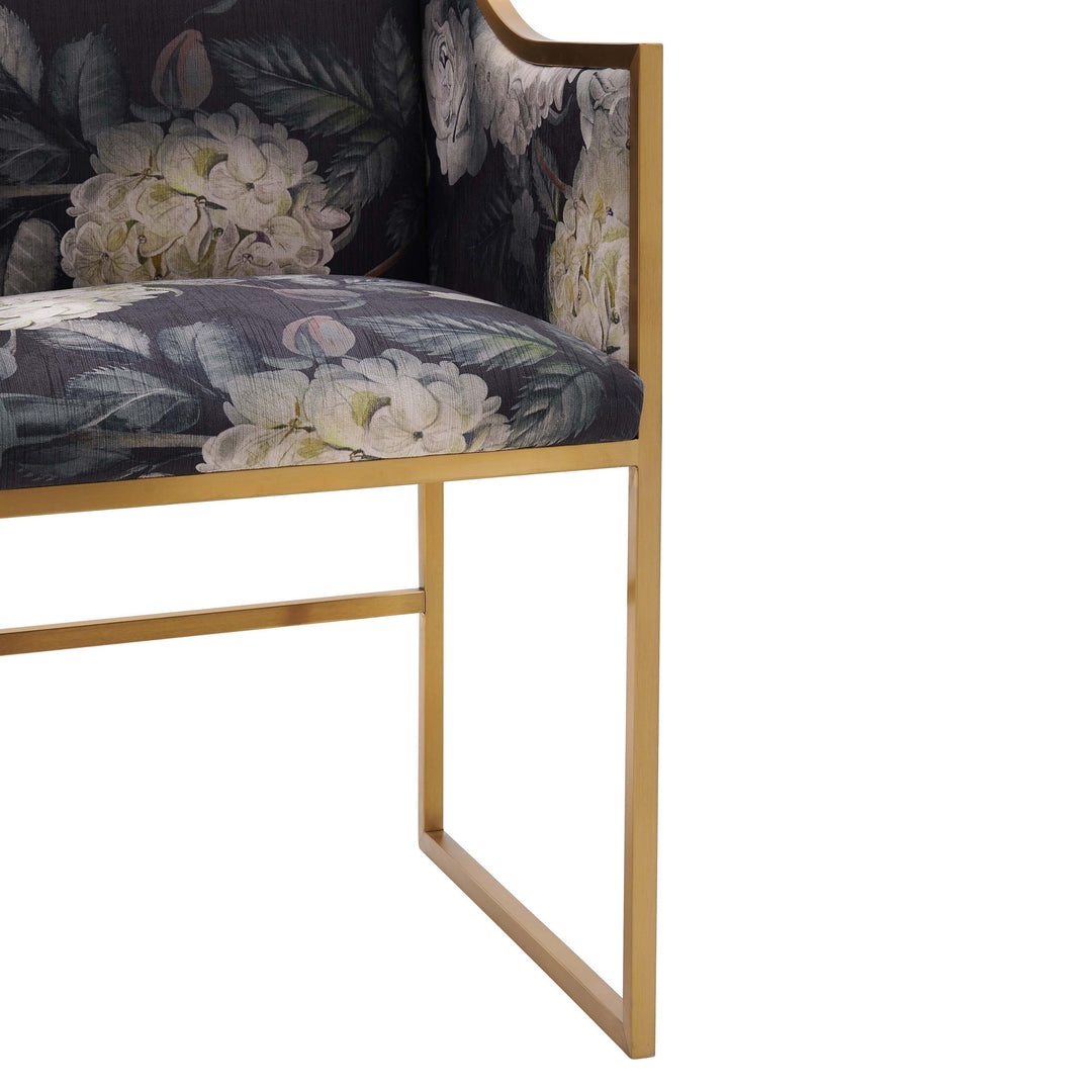 Atara Floral Velvet Gold Chair