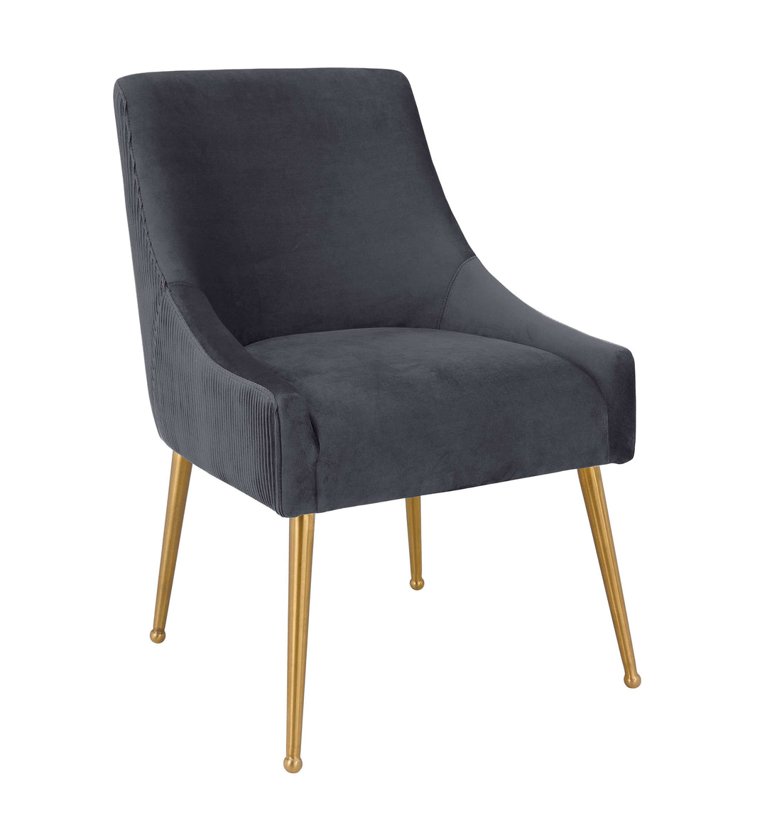 Beatrix Pleated Grey Velvet Side Chair