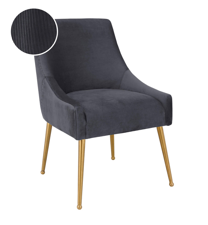 Beatrix Pleated Grey Velvet Side Chair