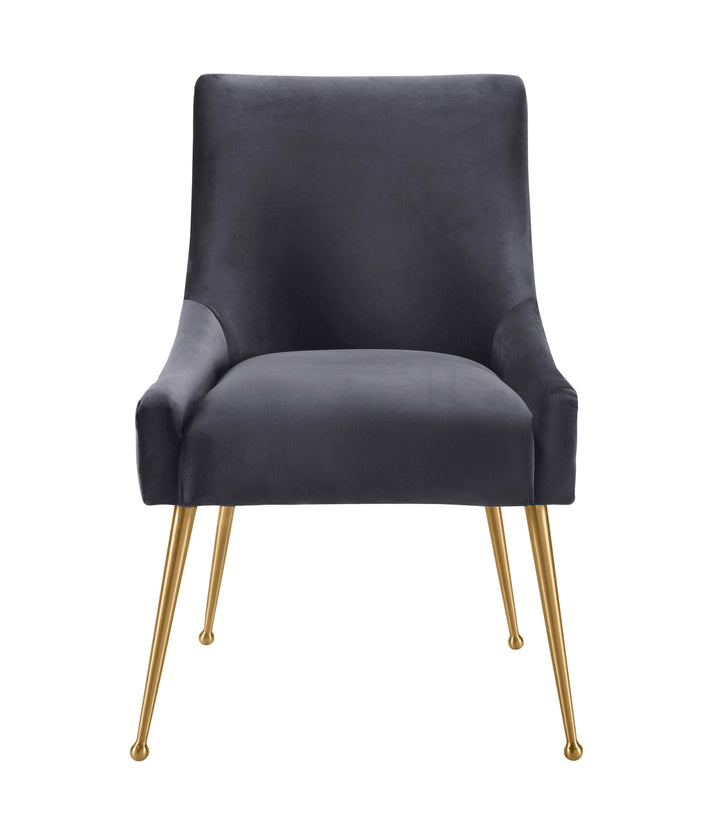 Beatrix Pleated Grey Velvet Side Chair