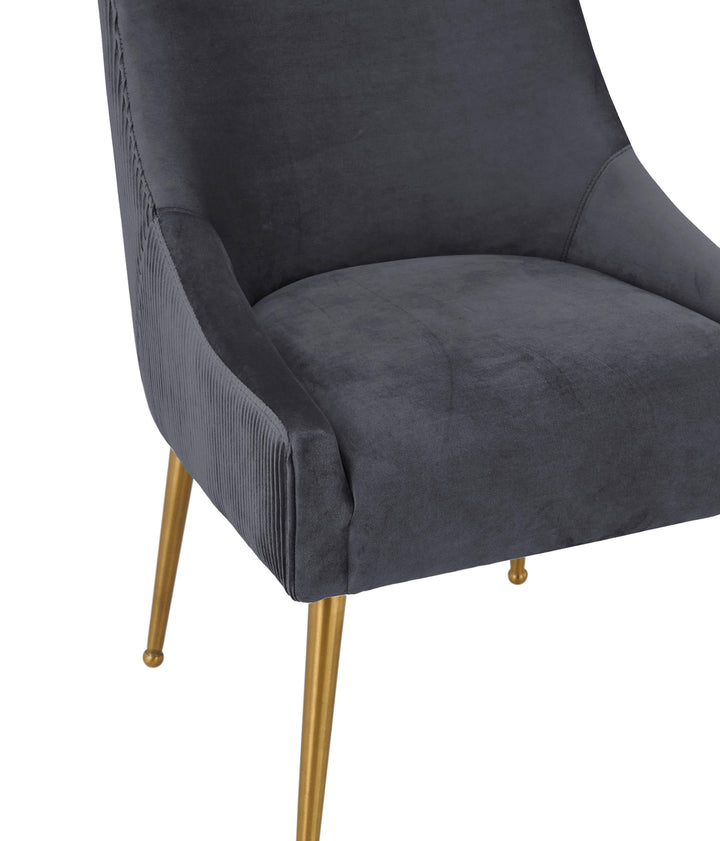 Beatrix Pleated Grey Velvet Side Chair