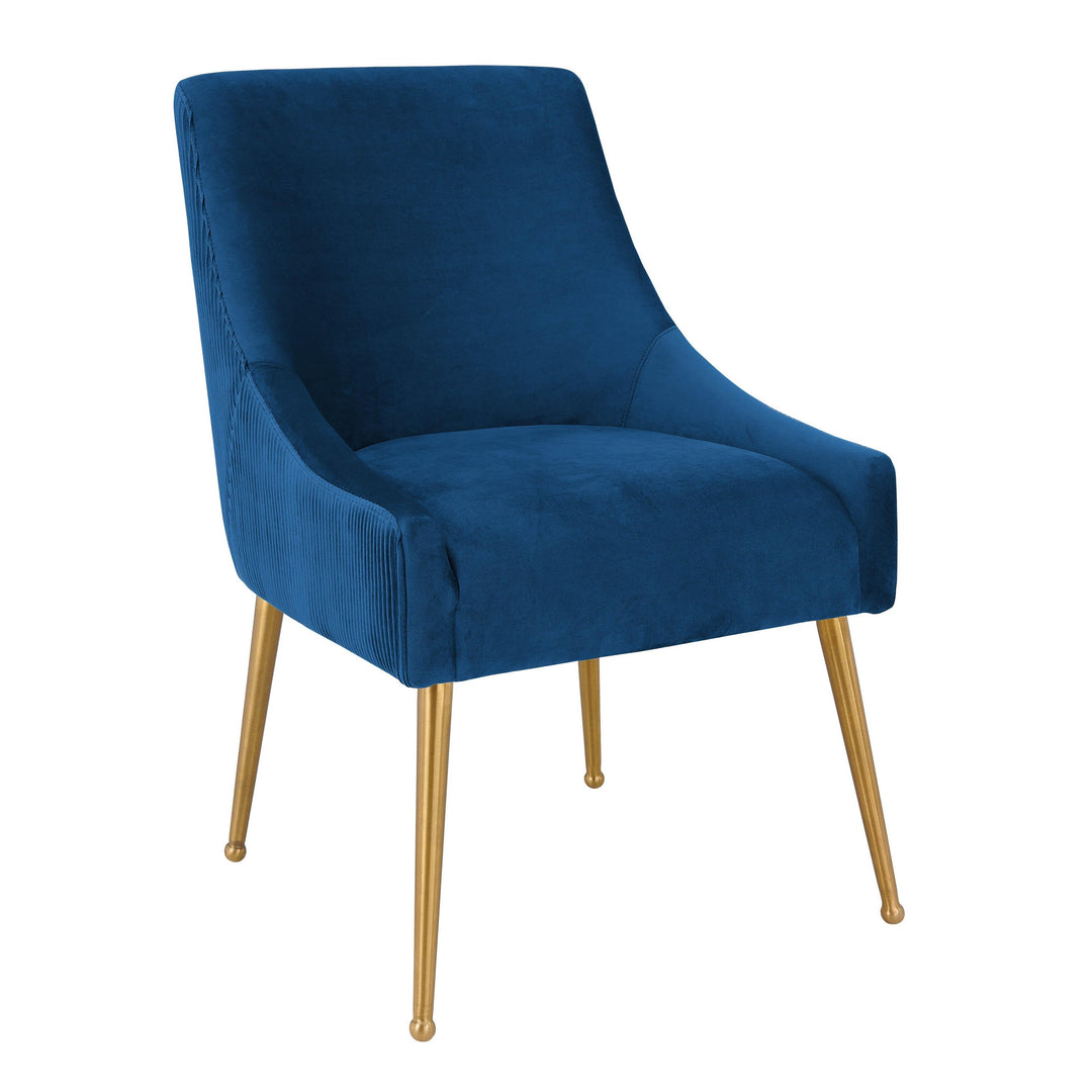 Beatrix Pleated Navy Velvet Side Chair