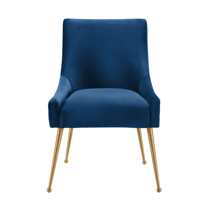 Beatrix Pleated Navy Velvet Side Chair