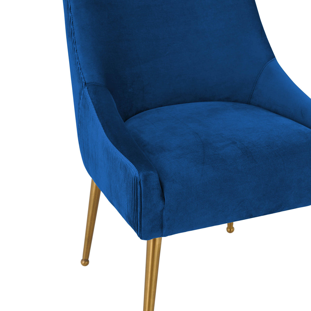 Beatrix Pleated Navy Velvet Side Chair