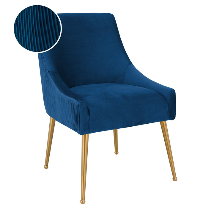 Beatrix Pleated Navy Velvet Side Chair