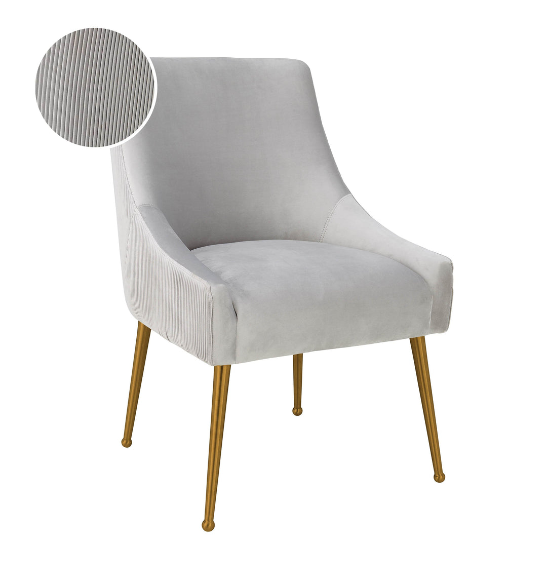 Beatrix Pleated Light Grey Velvet Chair