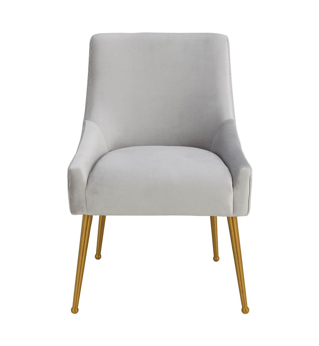 Beatrix Pleated Light Grey Velvet Chair