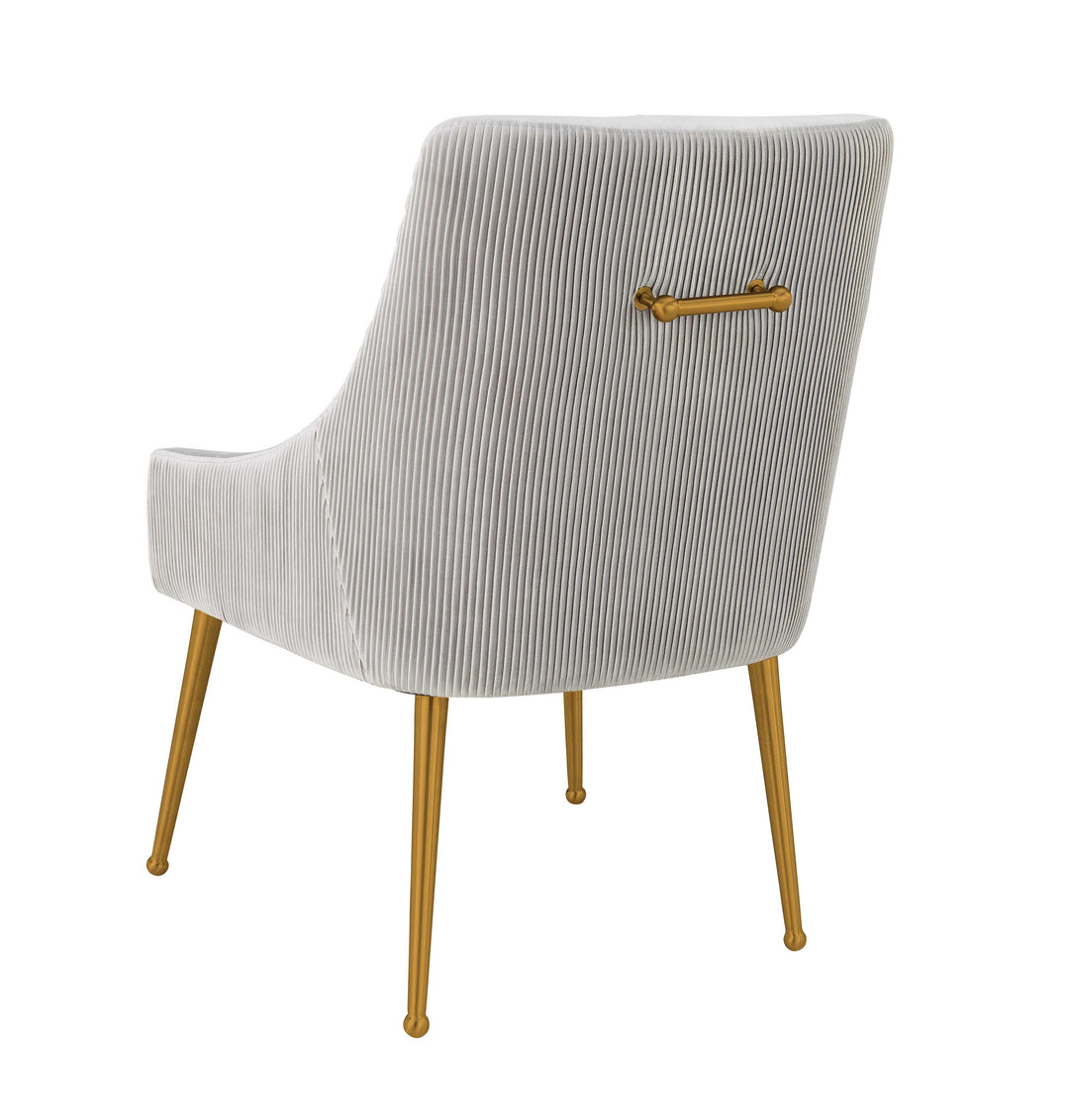 Beatrix Pleated Light Grey Velvet Chair