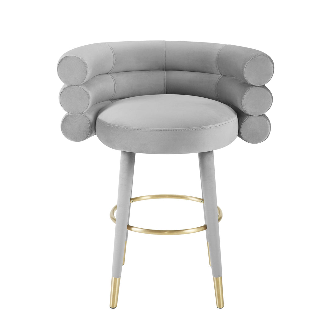 Betty Grey Velvet Barstool