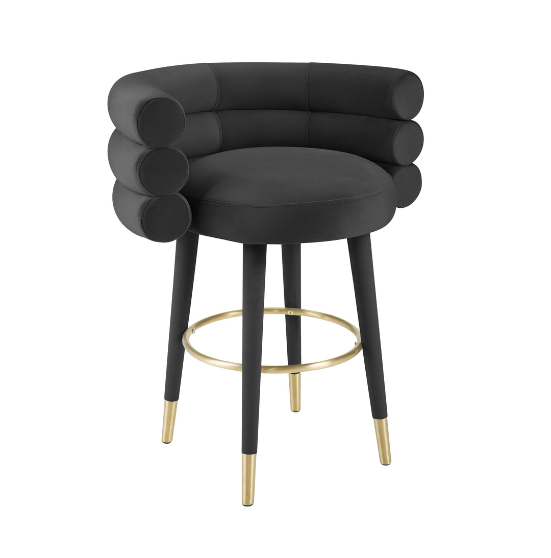 Betty Black Velvet Counter Stool