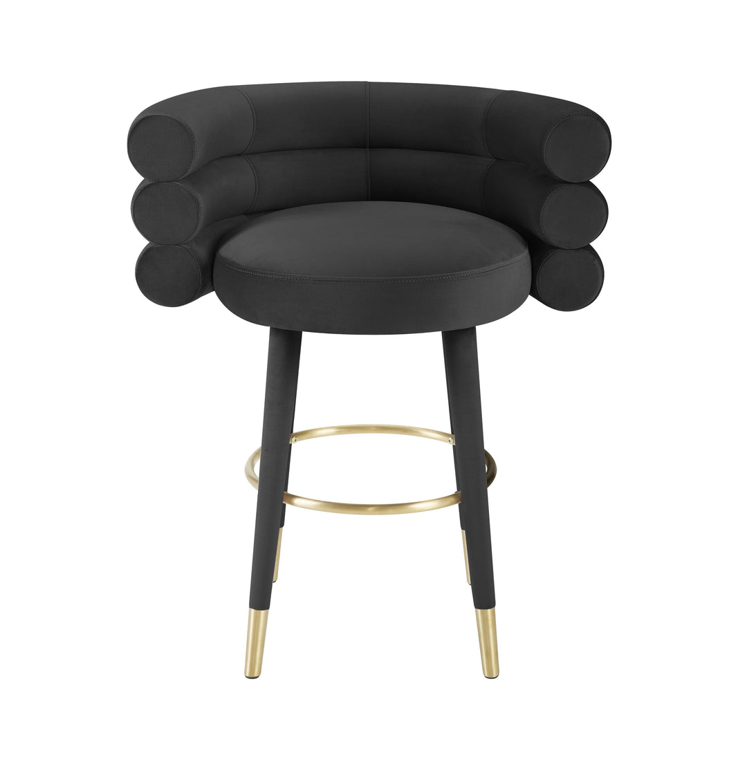 Betty Black Velvet Counter Stool