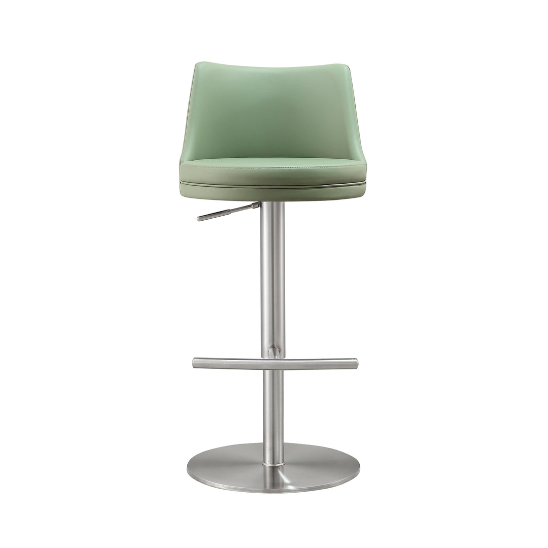 Reagan Sea Foam Green and Silver Adjustable Stool