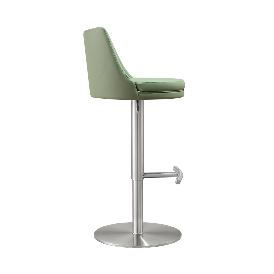 Reagan Sea Foam Green and Silver Adjustable Stool