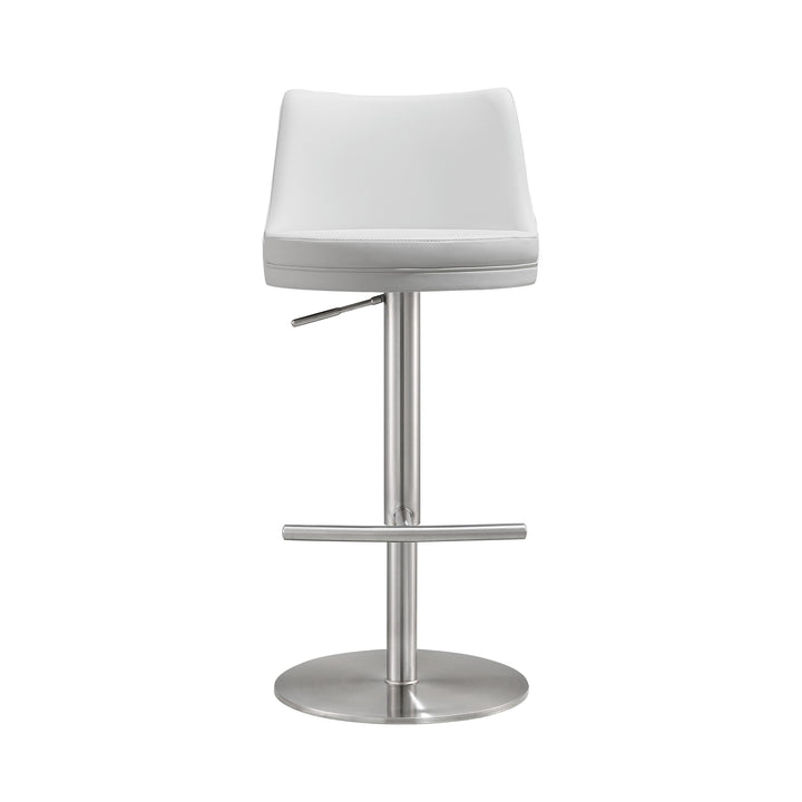 Reagan White and Silver Adjustable Stool