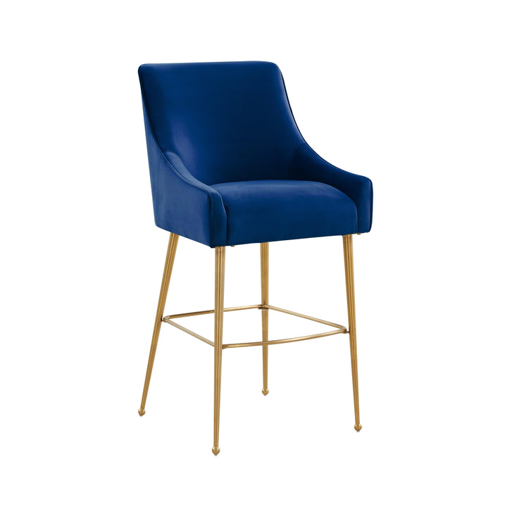 Beatrix Navy Velvet Counter Stool - Gold Legs