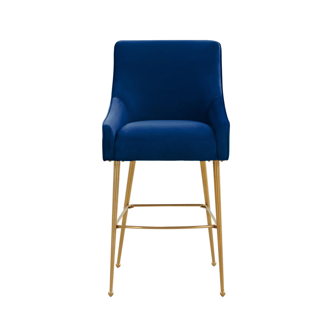 Beatrix Navy Velvet Counter Stool - Gold Legs