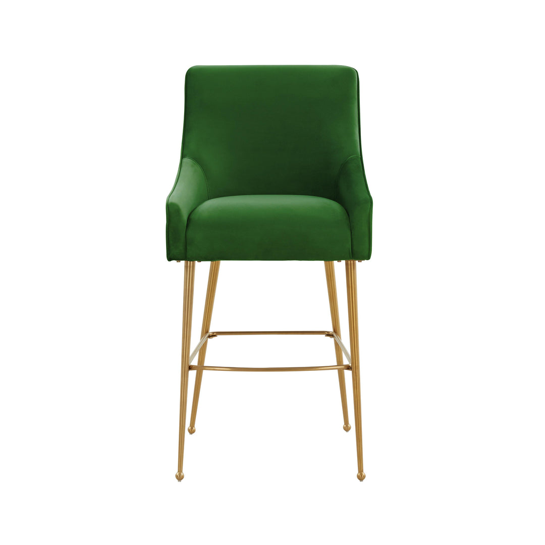 Beatrix Green Velvet Bar Stool - Gold Legs