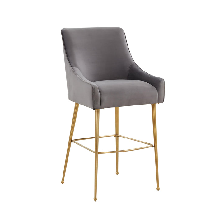 Beatrix Dark Grey Velvet Counter Stool - Gold Legs