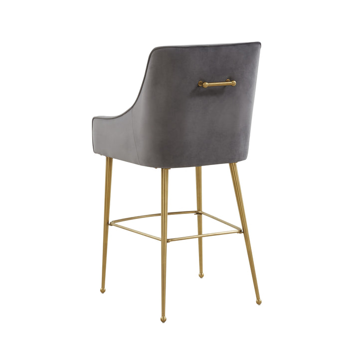 Beatrix Dark Grey Velvet Counter Stool - Gold Legs