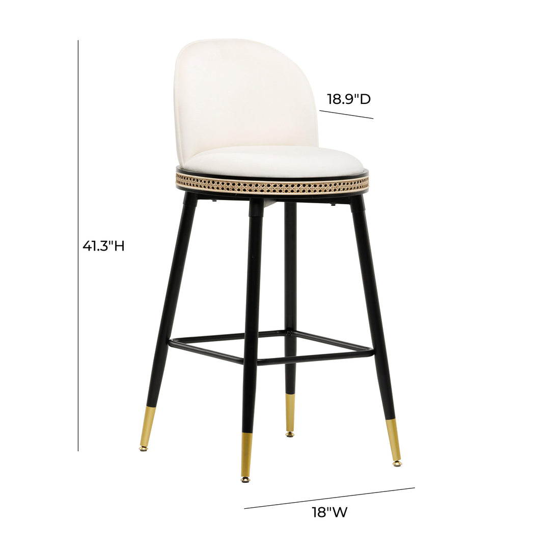 Harley Cream Velvet Bar Stool