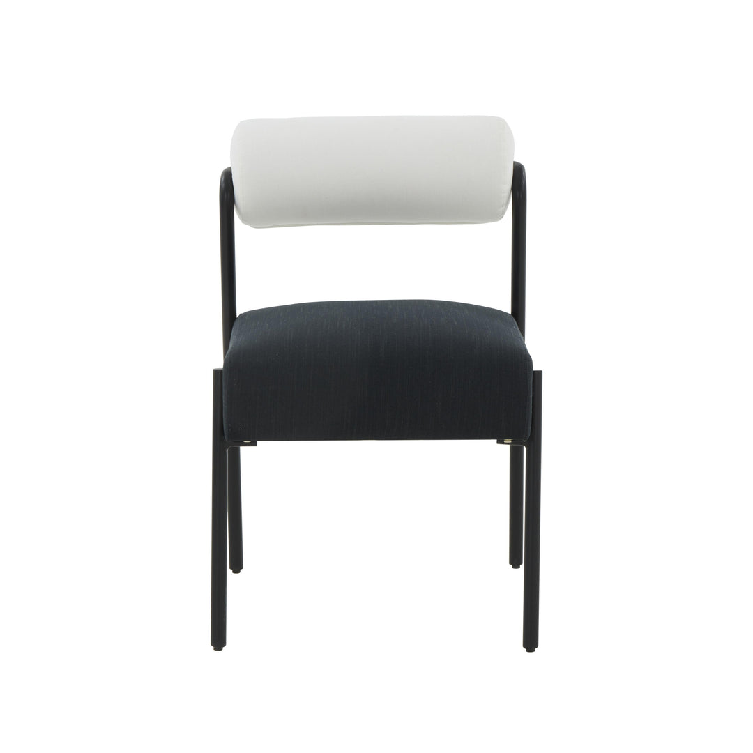 Jolene Cream and Black Performance Linen Dining Chair